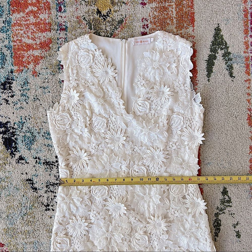 Tory Burch Merida White Floral Lace V-Neck Sleeveless Dress - Picture 11 of 15
